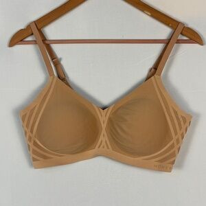NWT HoneyLove Womens Silhouette Wireless Bonded Support Bra Sz L 38 B/C Sand